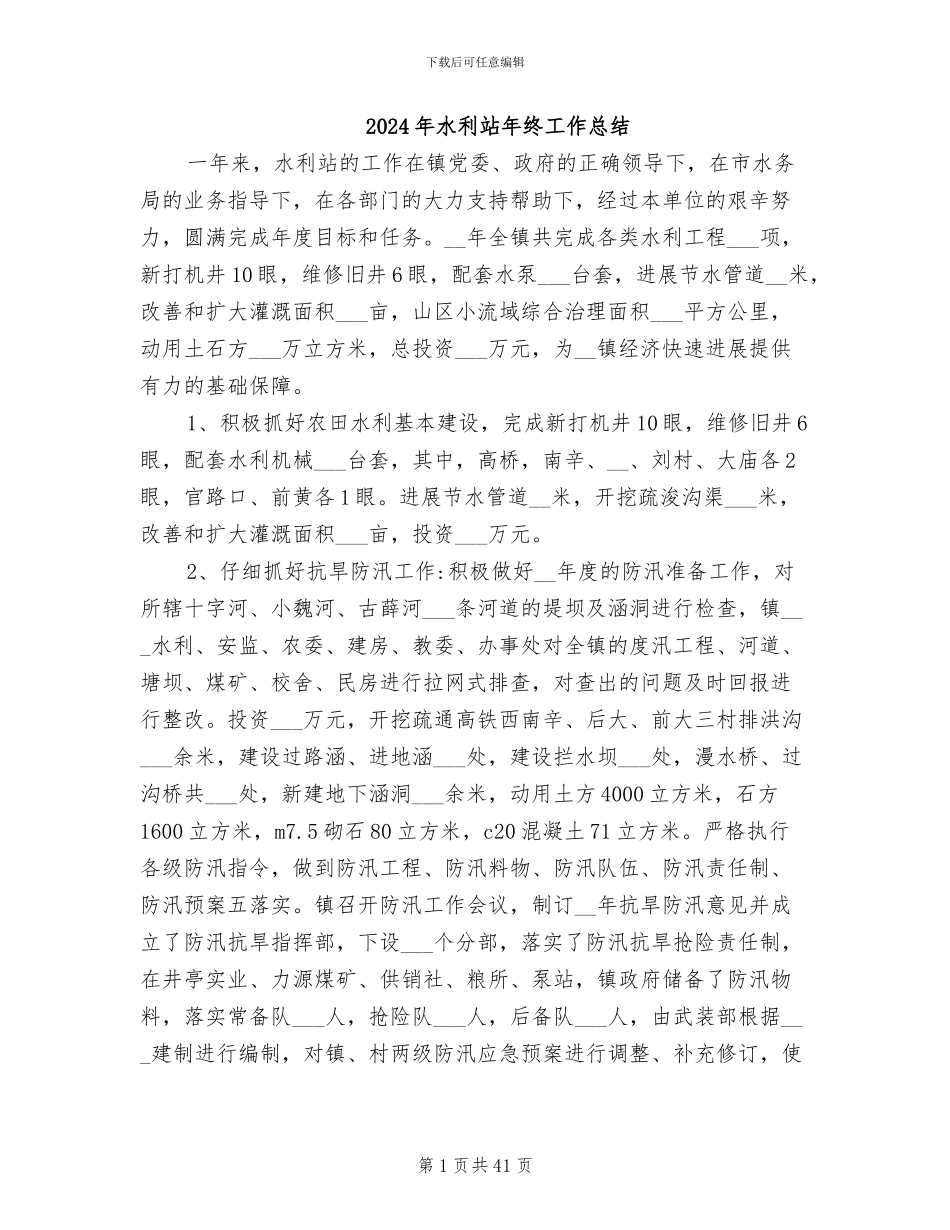 2024年水利站年终工作总结_第1页