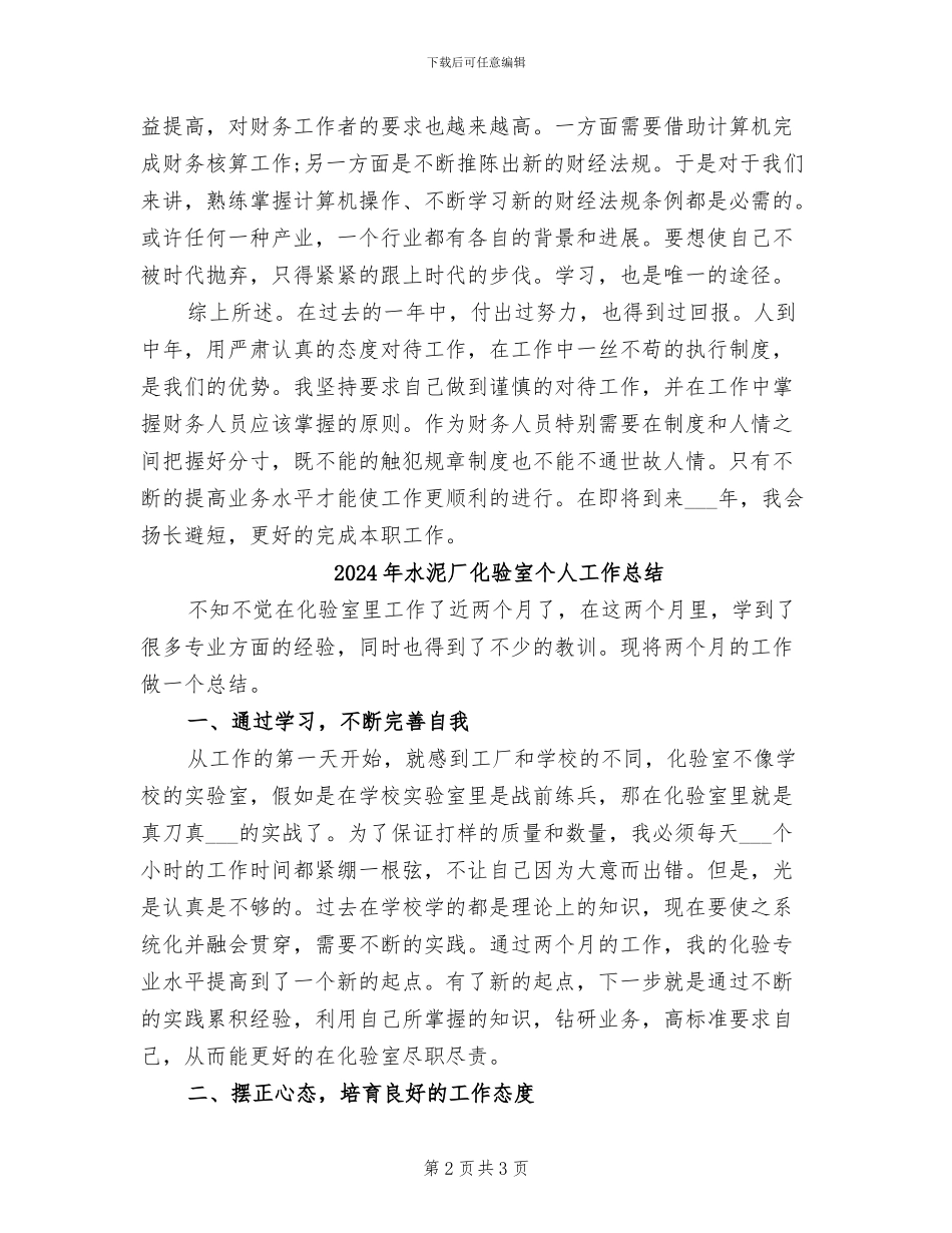 2024年水泥厂出纳工作总结_第2页