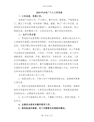 2024年水电厂个人工作总结