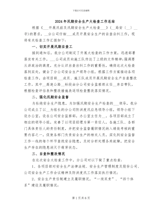 2024年汛期安全生产大检查工作总结