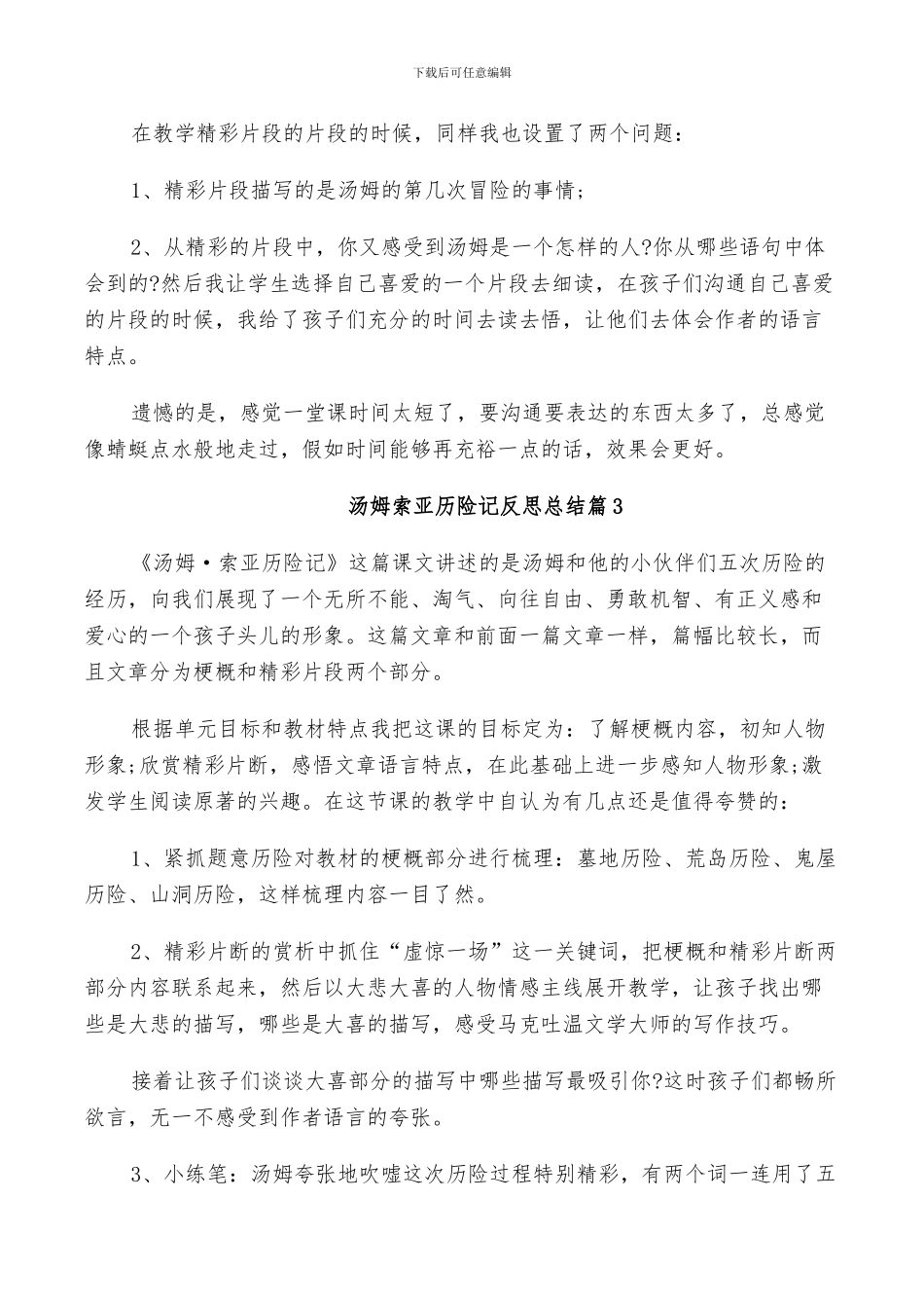 2024年汤姆索亚历险记反思总结_第2页