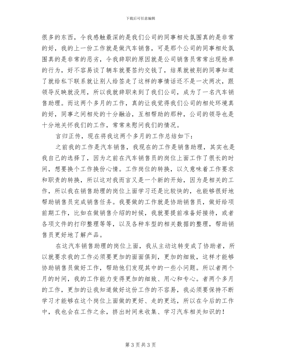 2024年汽车销售助理年终总结_第3页