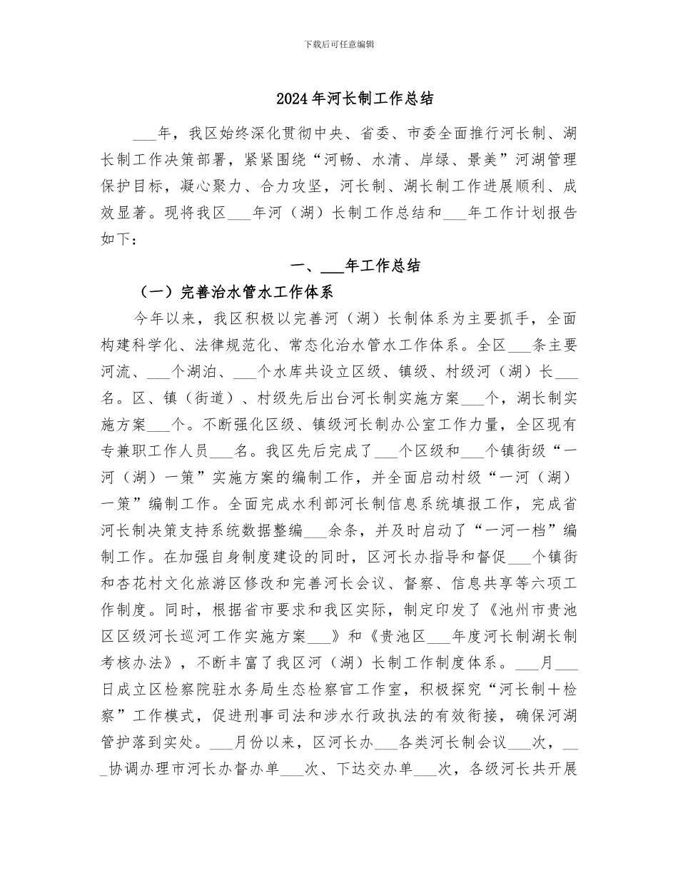 2024年河长制工作总结_第1页