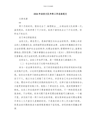 2024年治安大队年终工作总结范文