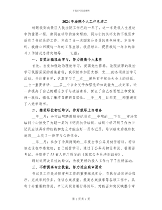2024年法院个人工作总结二