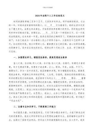 2024年法院个人工作总结范文