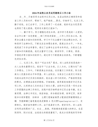 2024年法院公务员试用期转正工作小结