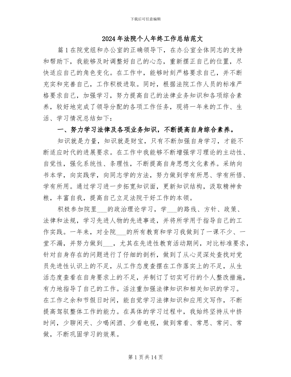 2024年法院个人年终工作总结范文_第1页