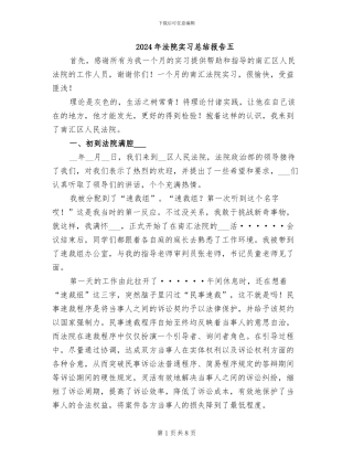 2024年法院实习总结报告五