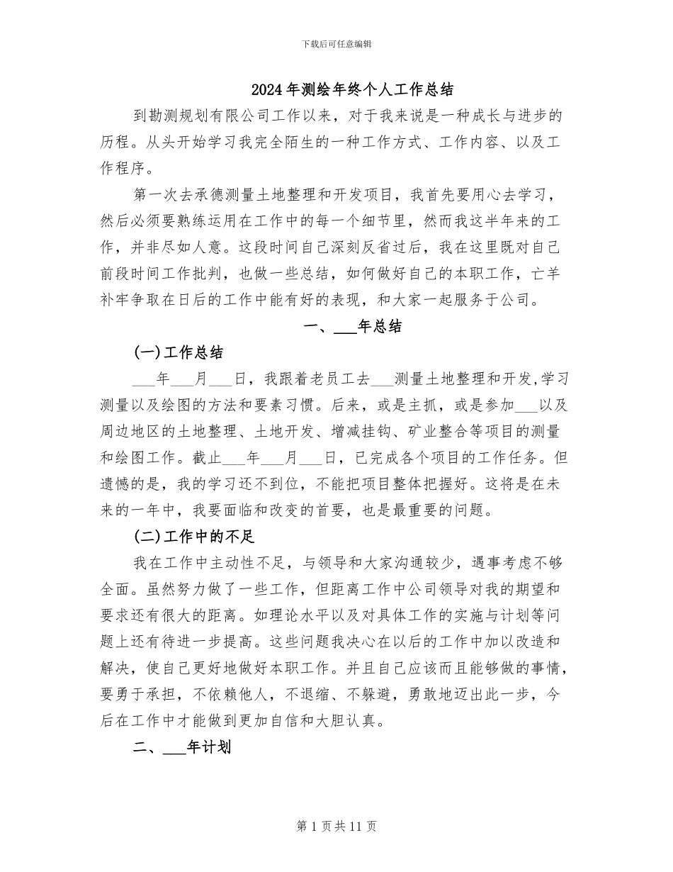 2024年测绘年终个人工作总结_第1页
