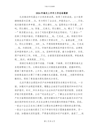 2024年海关上半年工作总结最新