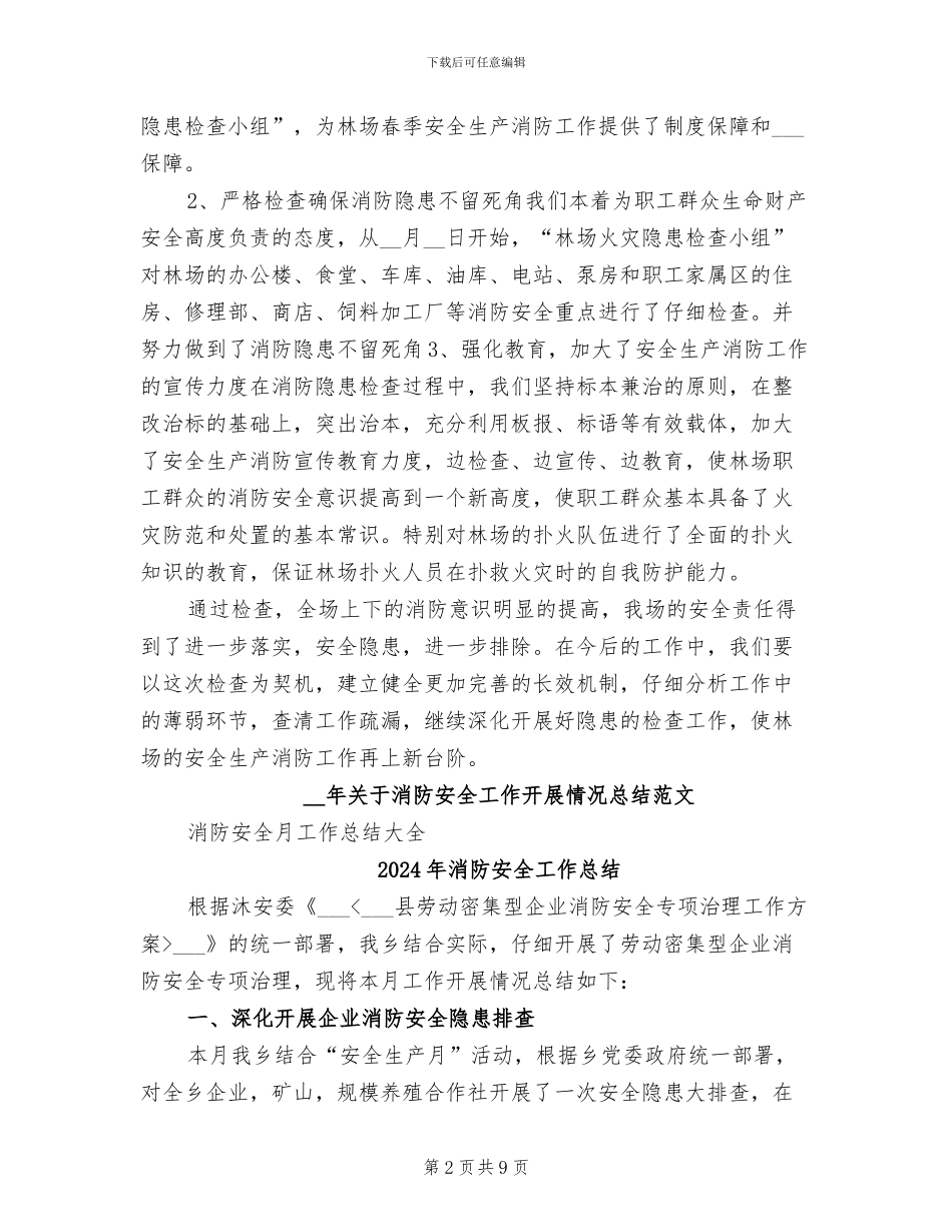 2024年消防安全工作开展情况总结范文_第2页