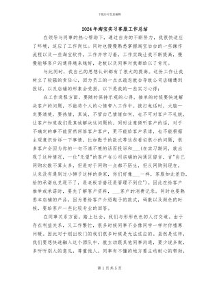 2024年淘宝实习客服工作总结
