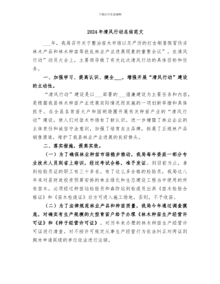 2024年清风行动总结范文