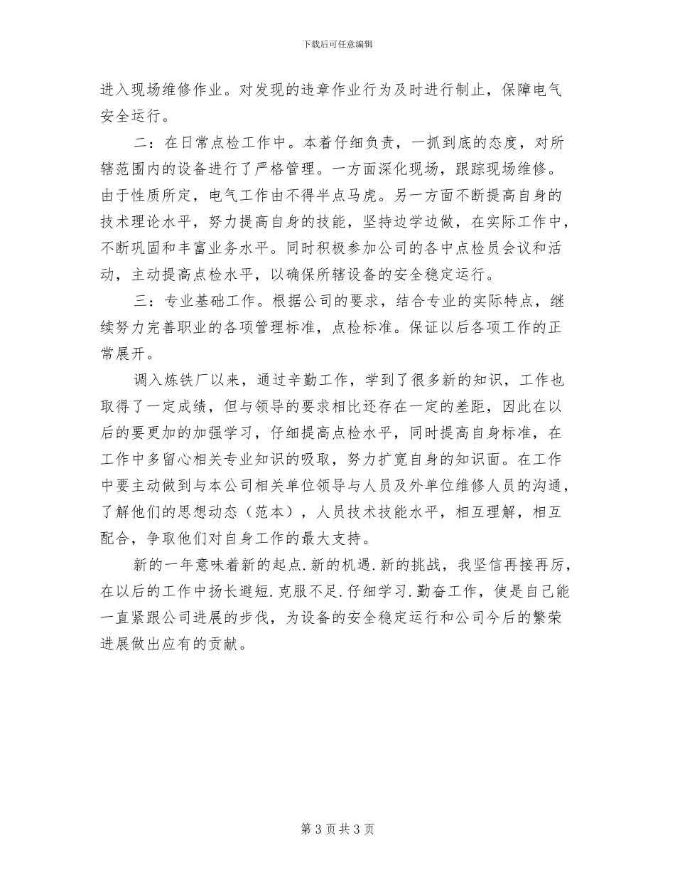 2024年炼铁厂点检员工作总结_第3页