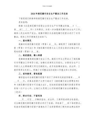 2024年烟花爆竹安全生产整治工作总结