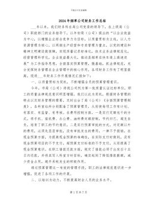 2024年烟草公司财务工作总结