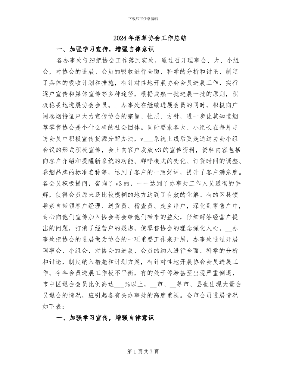 2024年烟草协会工作总结_第1页