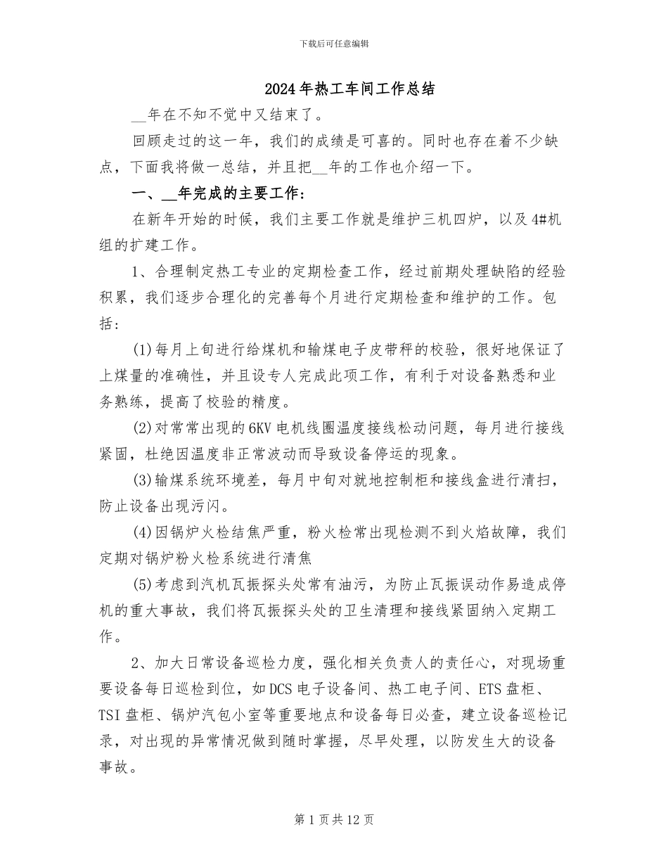 2024年热工车间工作总结_第1页