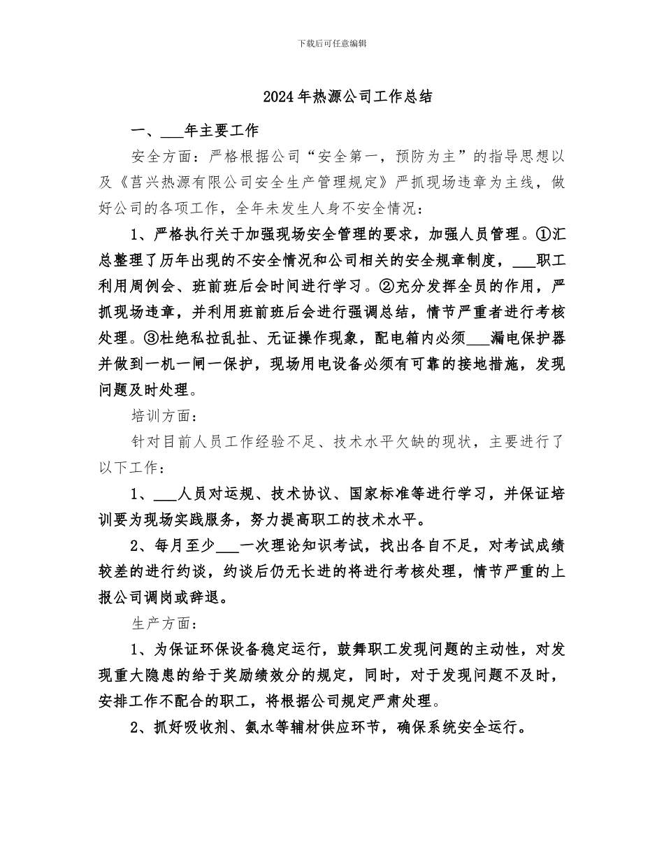 2024年热源公司工作总结_第1页