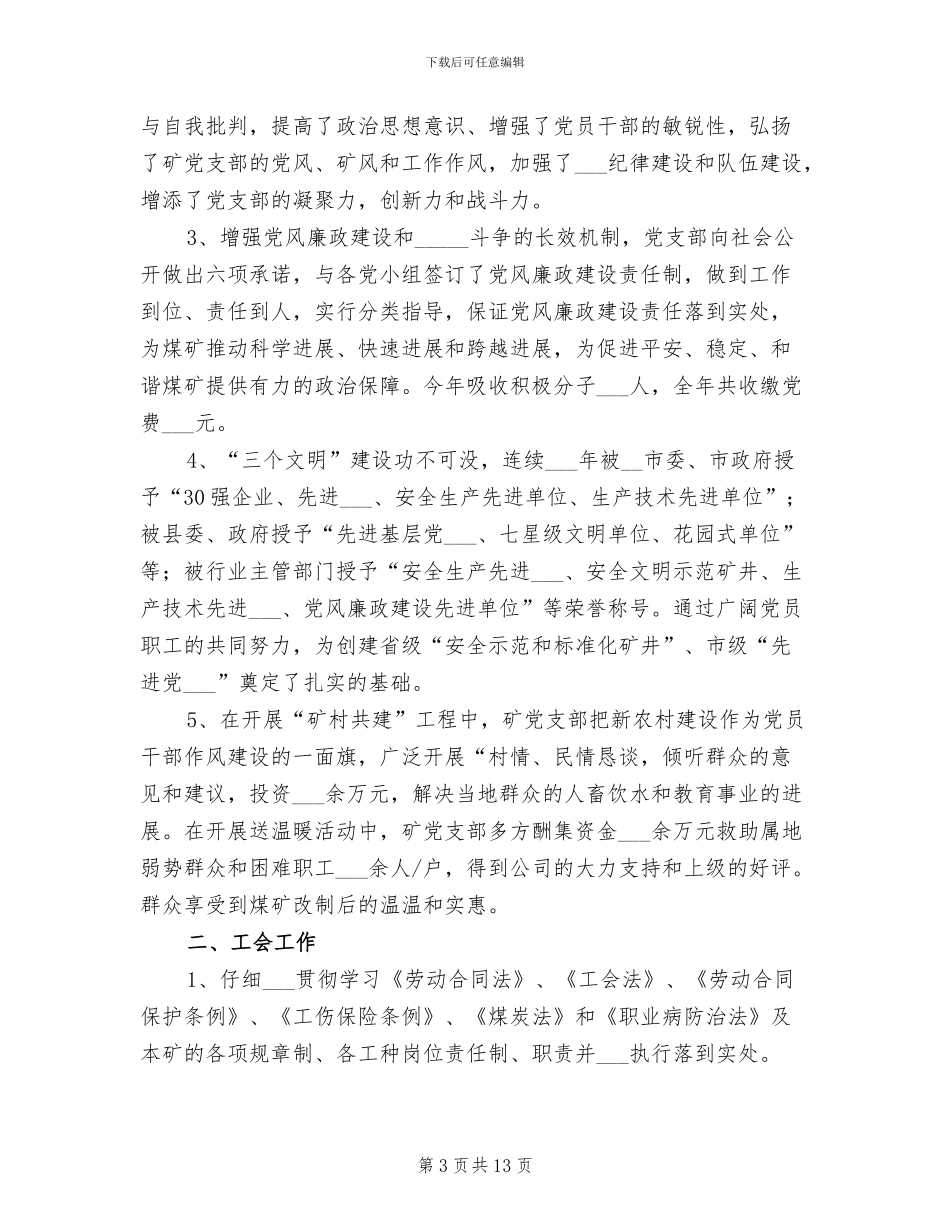 2024年煤矿公司支部委员会工作总结_第3页