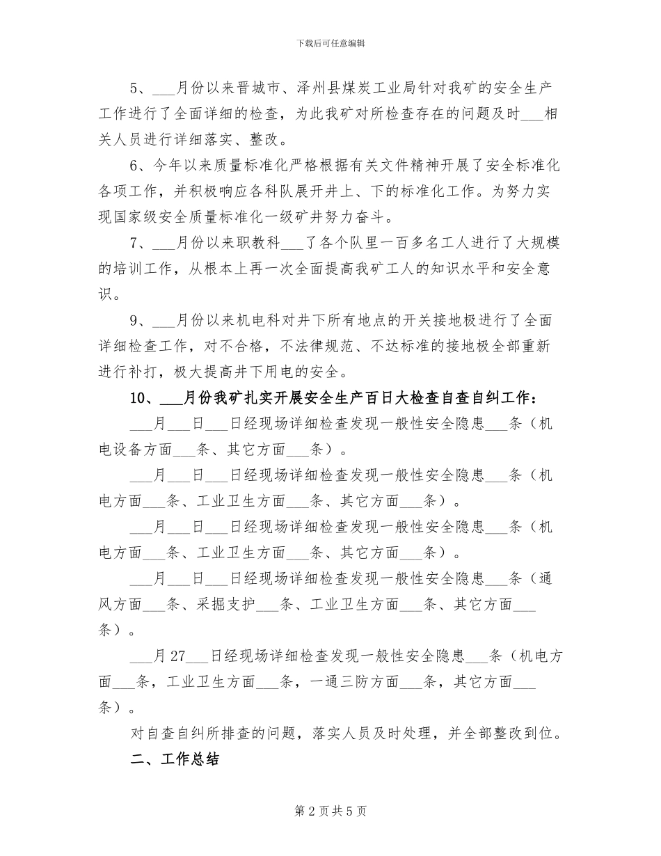 2024年煤矿安全生产百日大检查工作总结_第2页