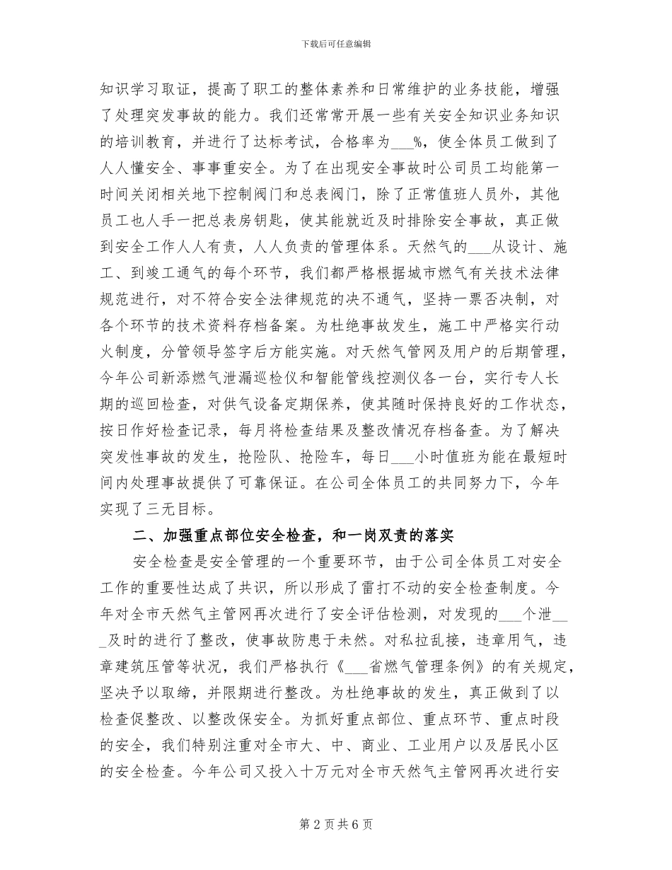 2024年燃气公司安全生产工作总结_第2页