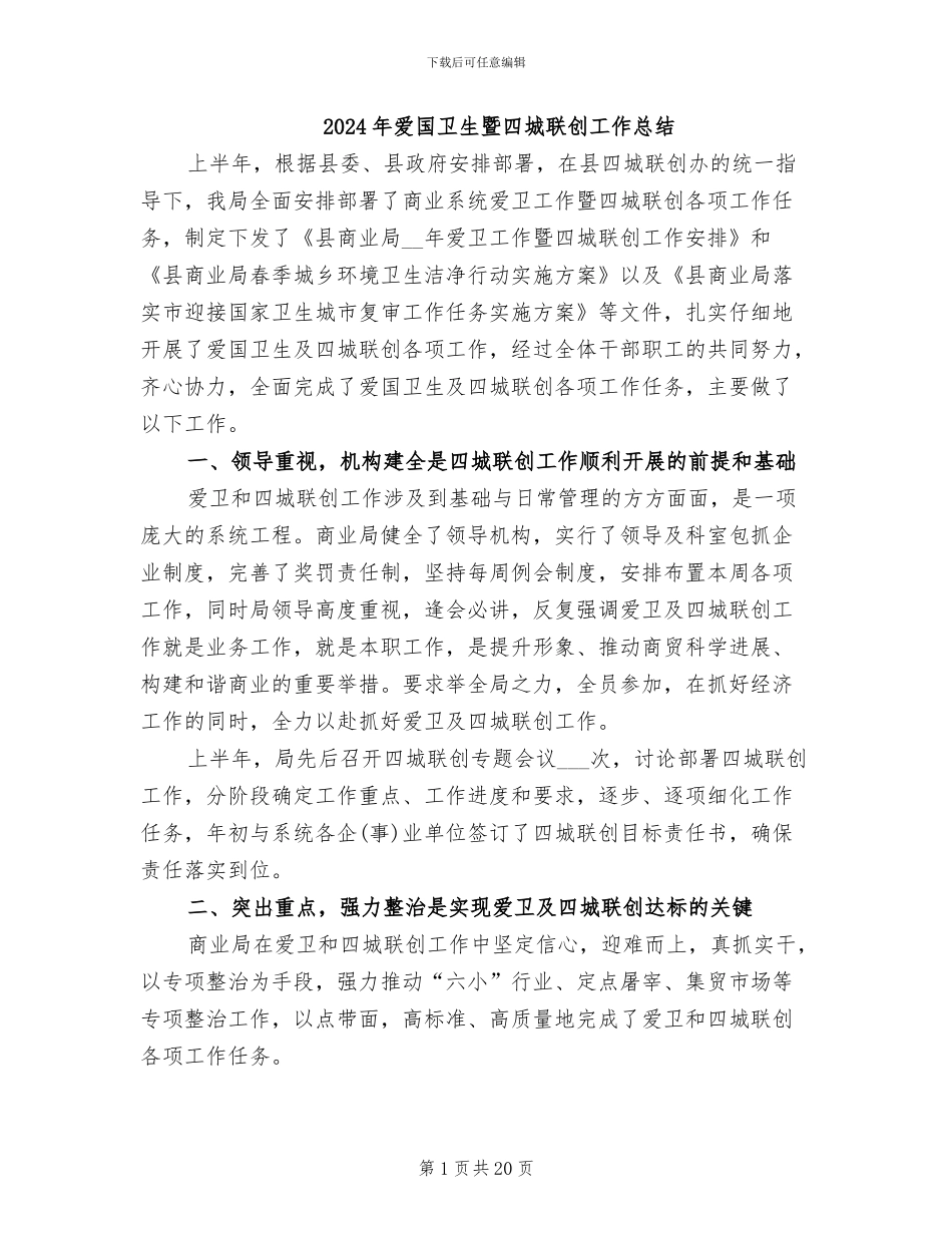 2024年爱国卫生暨四城联创工作总结_第1页