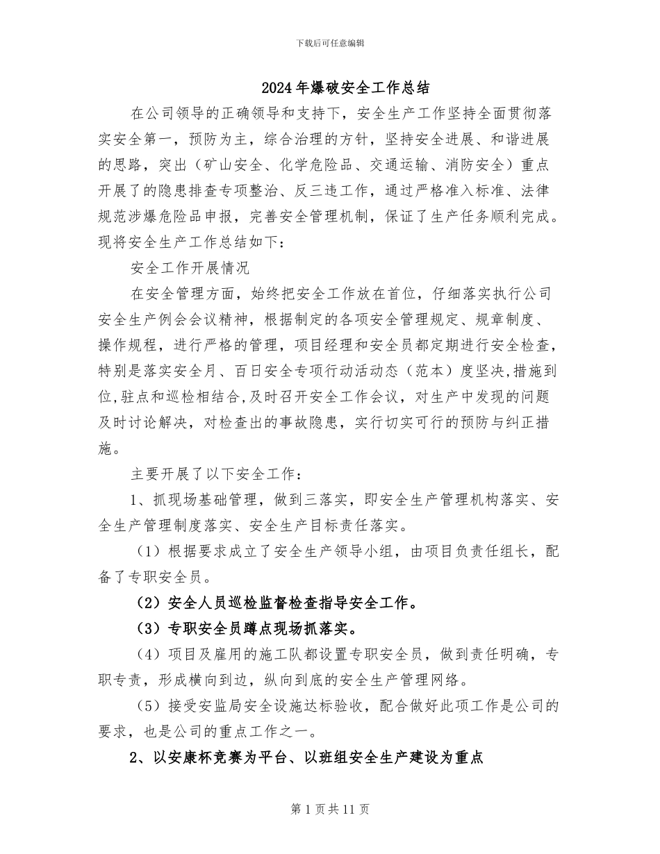 2024年爆破安全工作总结_第1页