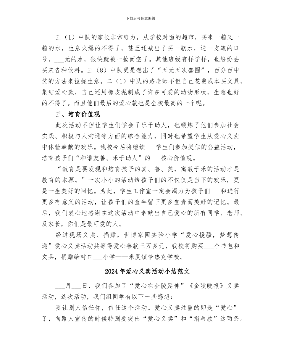 2024年爱心义卖活动小结_第2页