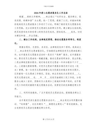 2024年爱心志愿者服务队工作总结