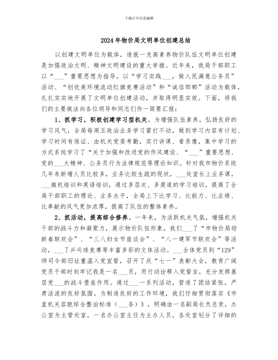 2024年物价局文明单位创建总结_第1页