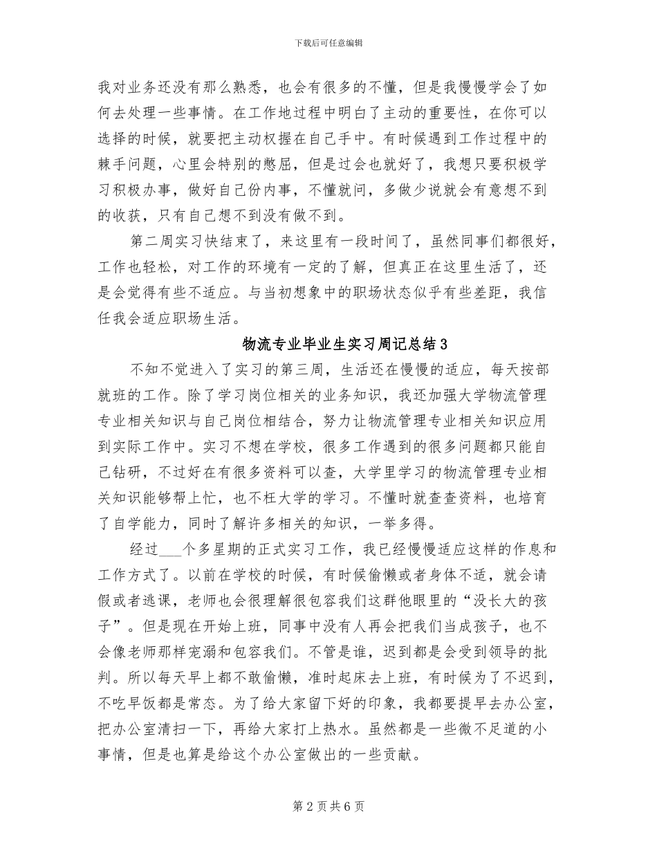 2024年物流专业毕业生实习周记总结_第2页