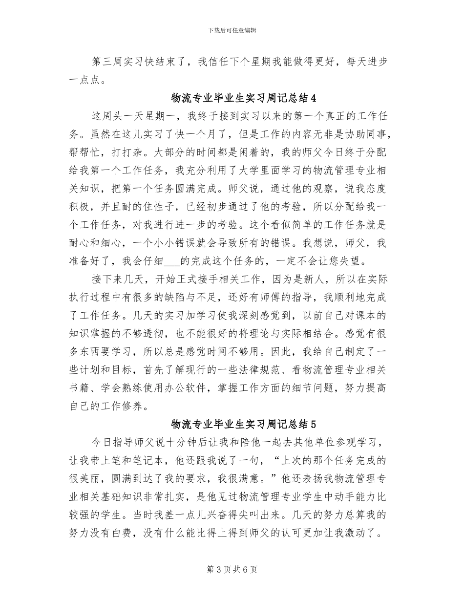 2024年物流专业毕业生实习周记总结_第3页