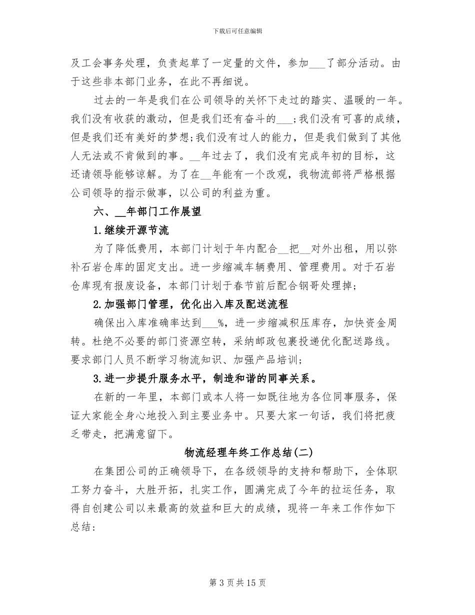 2024年物流经理年终工作总结范文_第3页