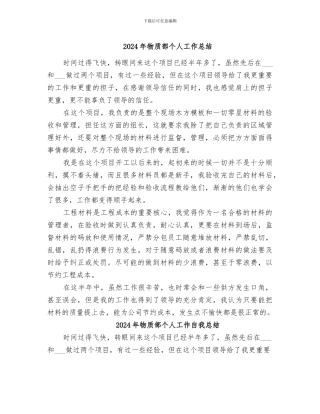2024年物质部个人工作总结