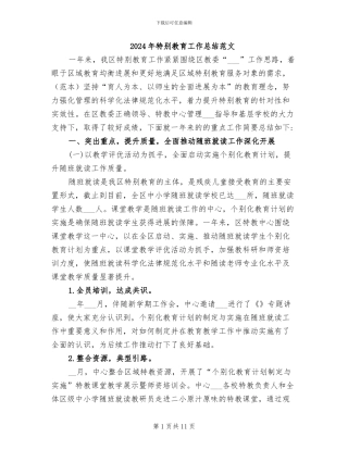 2024年特殊教育工作总结范文