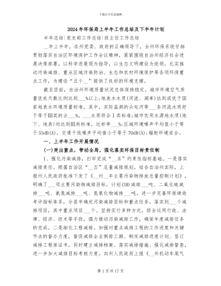 2024年环保局上半年工作总结及下半年计划