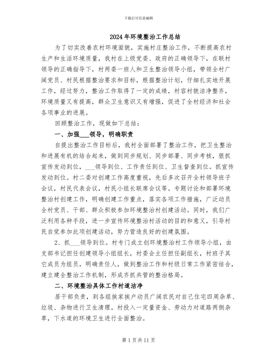 2024年环境整治工作总结_第1页