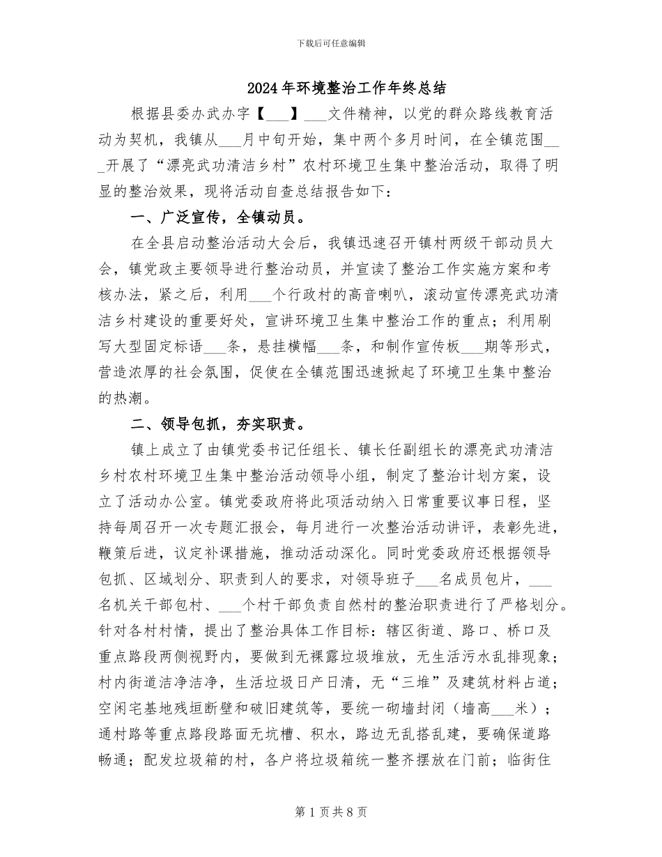 2024年环境整治工作年终总结_第1页