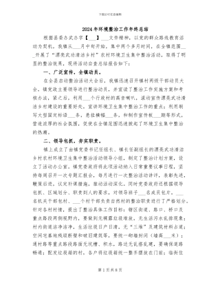 2024年环境整治工作年终总结