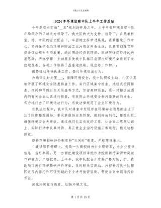 2024年环境监察中队上半年工作总结
