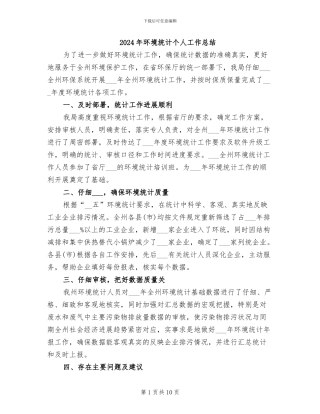 2024年环境统计个人工作总结