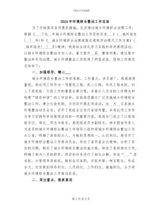 2024年环境综合整治工作总结