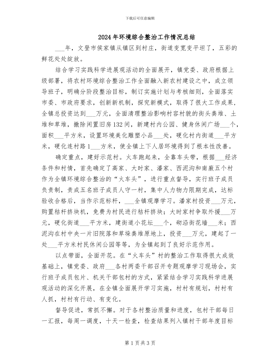 2024年环境综合整治工作情况总结_第1页