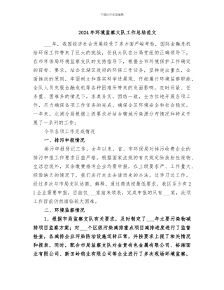 2024年环境监察大队工作总结范文