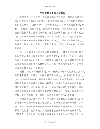 2024年班助工作总结模板