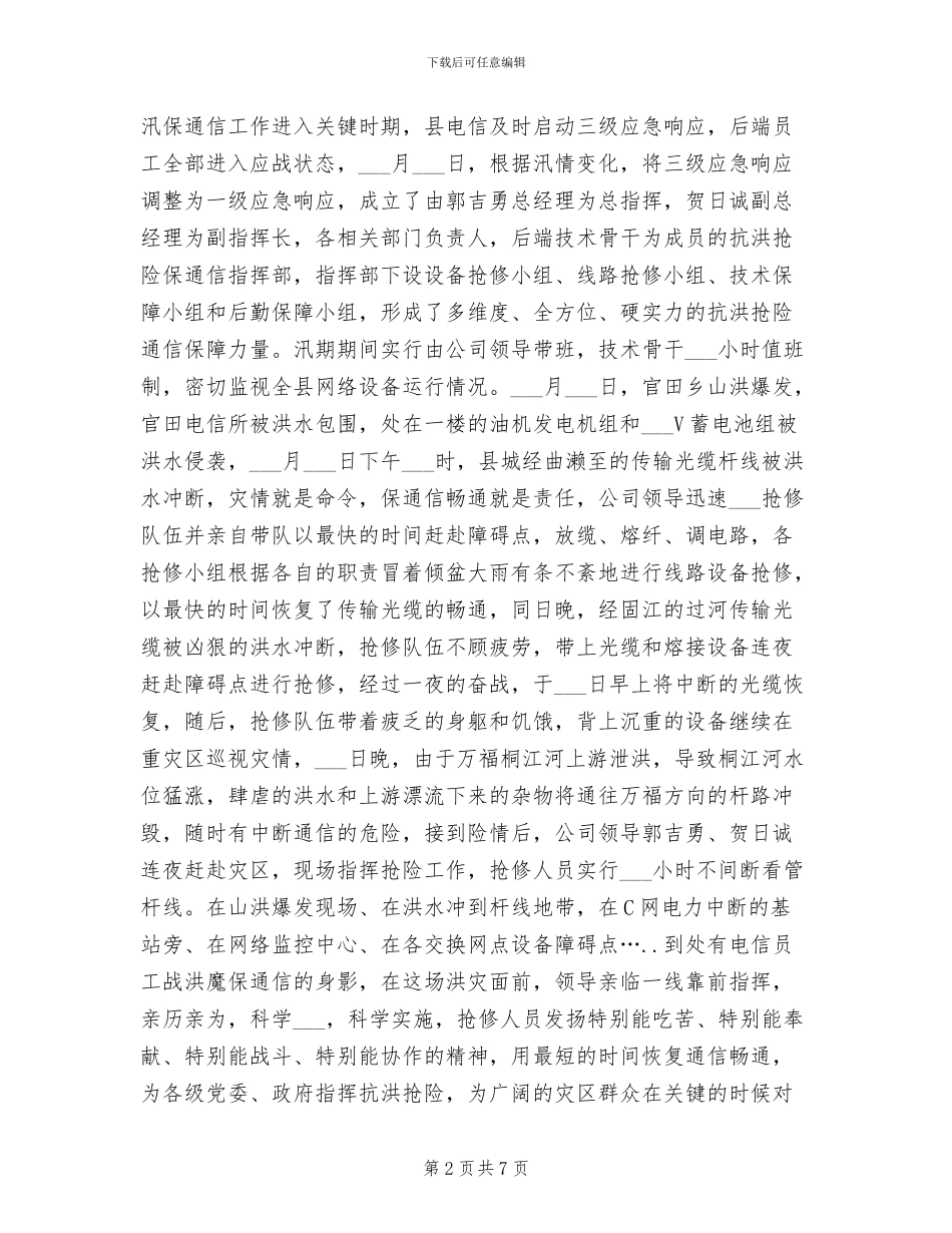 2024年电信公司保通信工作总结_第2页