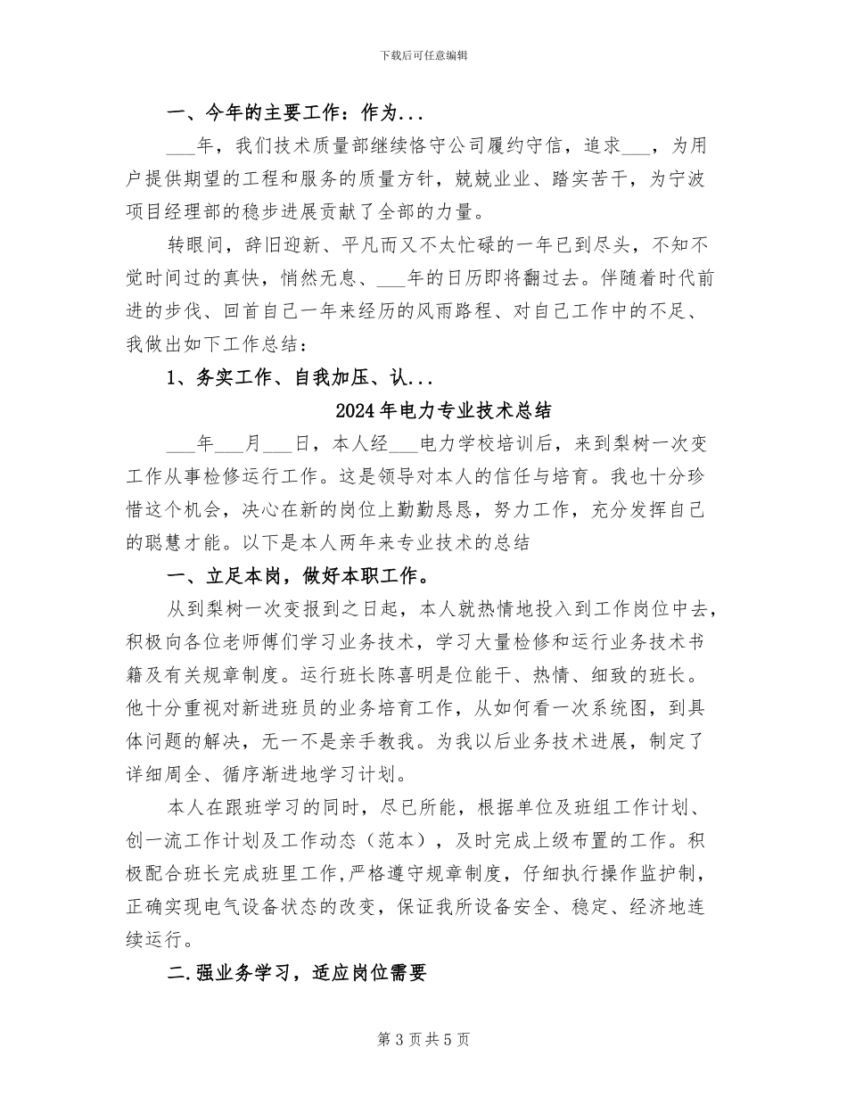 2024年电力专业技术年终总结范文_第3页