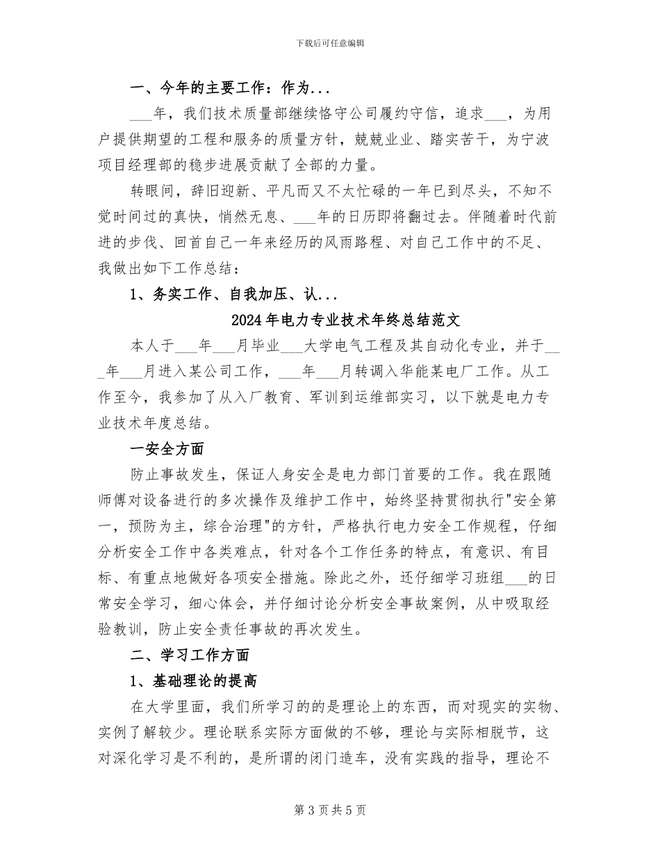 2024年电力专业技术年终总结_第3页